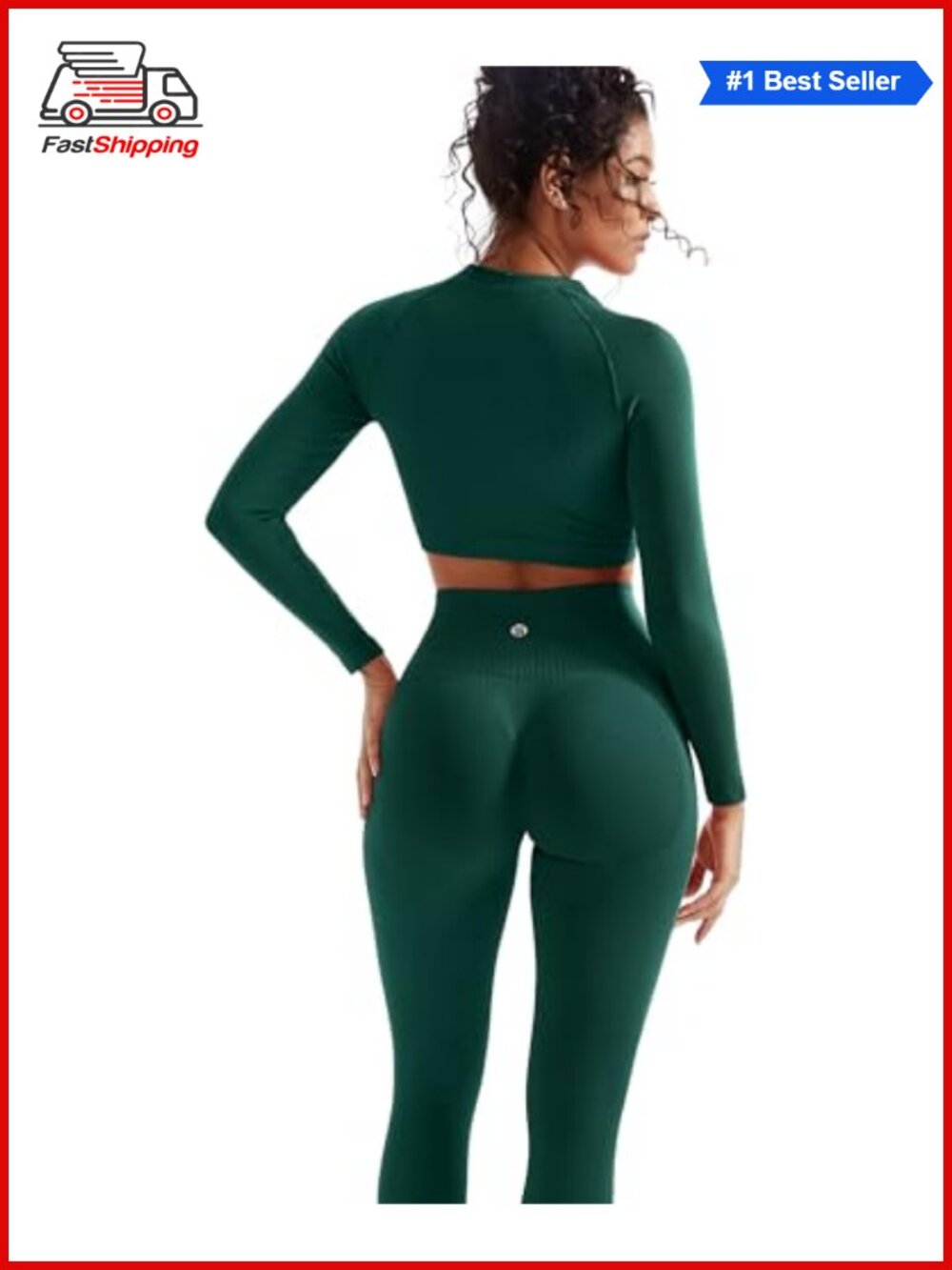 ✨ SUUKSESS Women 2 Piece Seamless Ribbed Workout Set Crop Top Leggings
